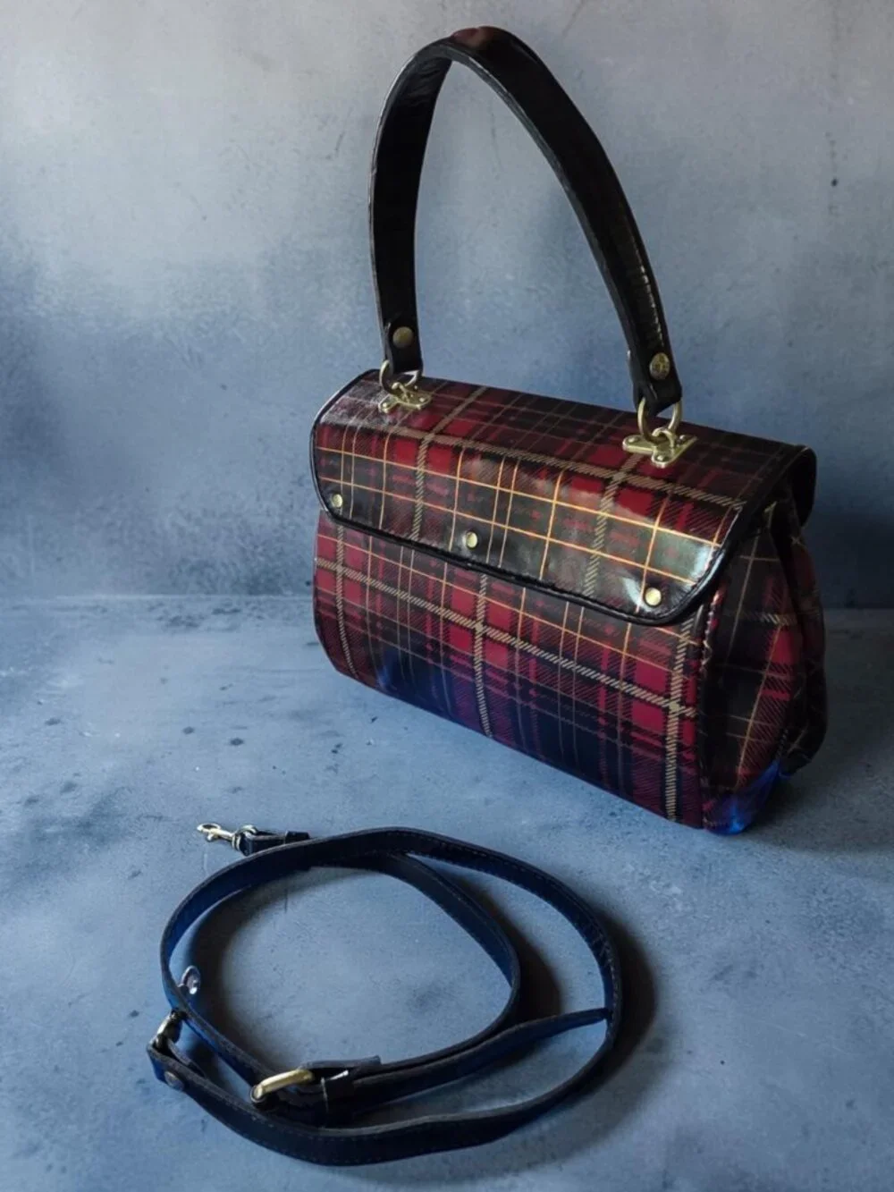EUC PATRICIA NASH Tartan Plaid Calvi Satchel Signature Holiday Collection